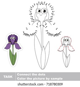 Funny Flower Iris. Dot to dot educational game for kids.