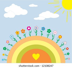 Funny flowers in the nature - vector