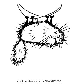 Funny fluffy cat, sketch for your design