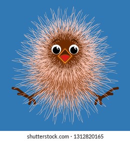 Funny fluffy Chicks in the nest. Cartoon for kids game.