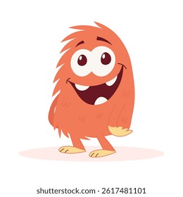 Funny Fluffy Monster on White Background