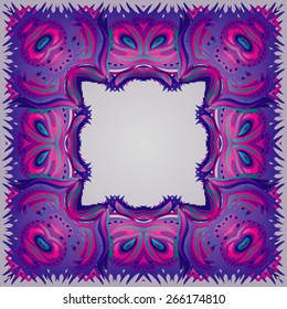 Funny fluffy purple-pink square frame.