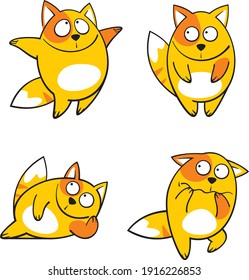 
Funny fluffy red cat in different poses