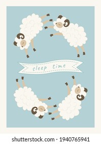 Funny fluffy sheep fly across the sky. Count lambs at night. Poster for baby's room Sleep time.
Cover for a children's photo album, baby book, magazine or coloring book for preschoolers. Kindergarten