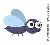 Funny fly isolated on a white background. Fly in the cartoon style. Vector illustration for children. Cards with insects.