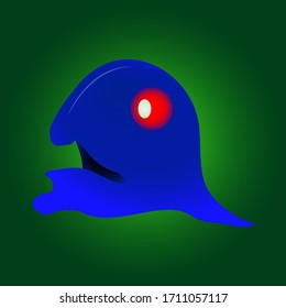 Funny Flying Blue Ghost Monster