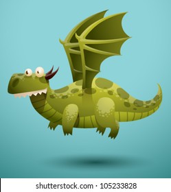 Funny flying dragon 1, vector