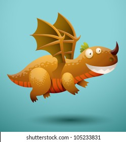 Funny flying dragon 4, vector