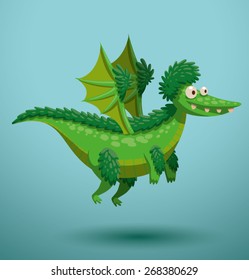 Funny flying dragon, vector