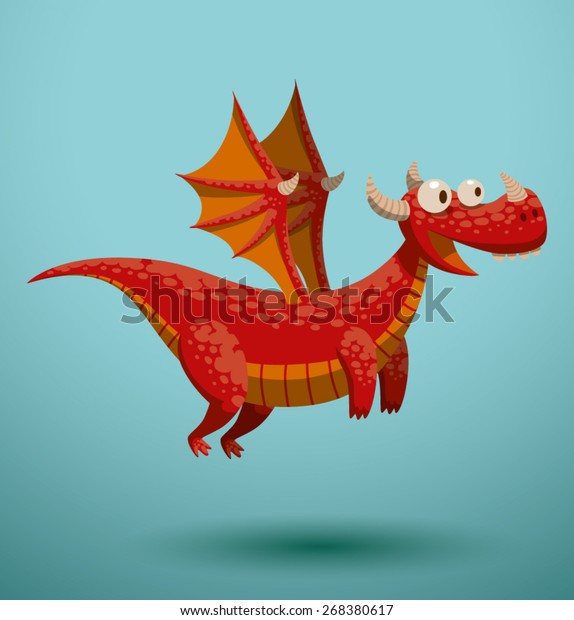 Funny flying dragon,\
vector