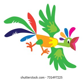 Funny flying parrot