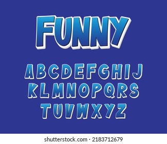 funny font, blue letter set