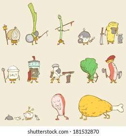 Funny food character set