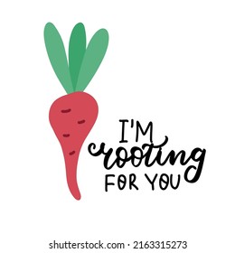 Funny food puns phrase. Hand drawn cartoon cute illustration with carrot for stickers, posters, wall art.