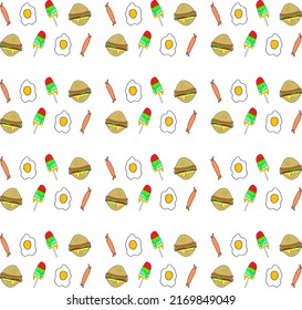 The funny food seamless pattern is a seamless pattern design which has joyful and colorful pattern design.