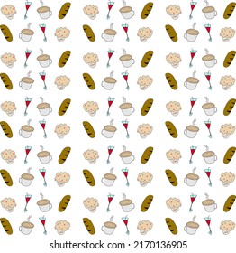 The funny food  seamless pattern is a seamless pattern design which has joyful and colorful pattern design.