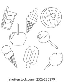 Funny foods coloring page for kids and adults 