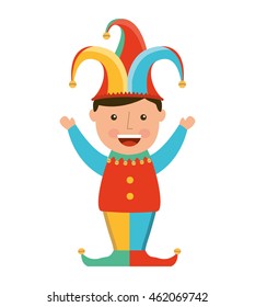 funny fool jester character icon vector illustration design
