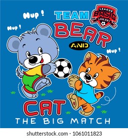 funny football match,animal vector illustration,cute cartoon