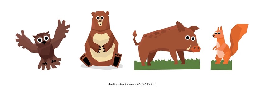 Funny Forest Animal as Different Wild Fauna Vector Set