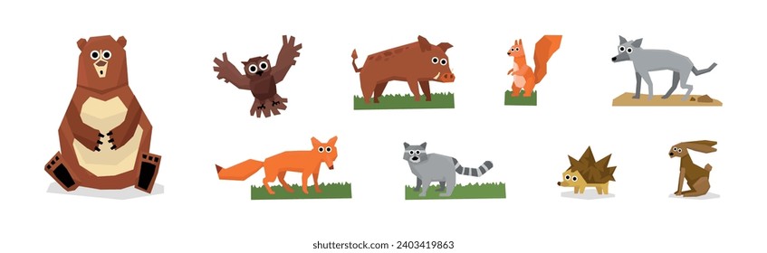 Funny Forest Animal as Different Wild Fauna Vector Set