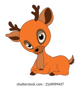 Funny forest animals. deer bear, moose, raccoon, squirrel, deer, ferret, fly agaric, acorn or mushrooms and leaves. Set of woodland animals isolated on white background, Deer illustration.