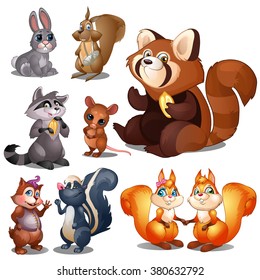 Funny forest animals. The items for funny greeting cards, posters, posters. Vector illustration.