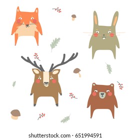 Funny forest animals set