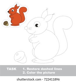 Funny Forest Squirrel. Dot to dot educational game for kids.