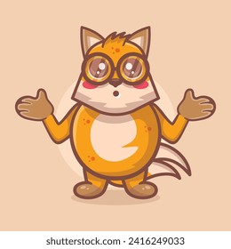 funny fox animal  character mascot cartoon with confused expression 