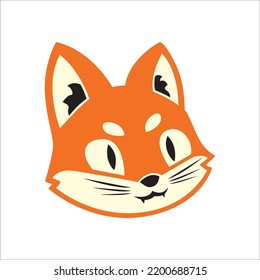 Funny fox, Cartoon forest animals, animal with cute emotion on face, vector illustration of orange foxe of wildlife around logo isolated on white background
