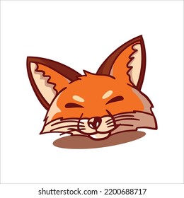 Funny fox, Cartoon forest animals, animal with cute emotion on face, vector illustration of orange foxe of wildlife around logo isolated on white background