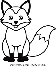 Divertido Fox Vector de dibujos animados Minimal Flat Design Linda ilustración