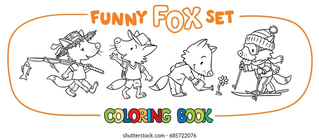 Funny fox coloring book set