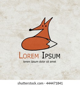 Funny fox design on grunge paper