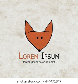 Funny fox design on grunge paper