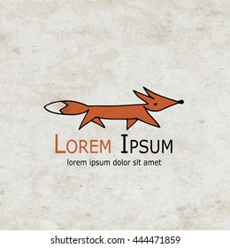 Funny fox design on grunge paper