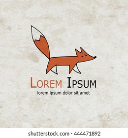 Funny fox design on grunge paper