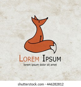 Funny fox design on grunge paper