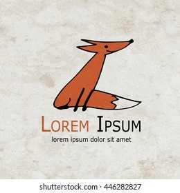 Funny fox design on grunge paper