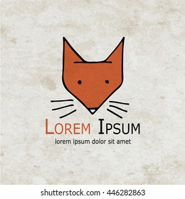 Funny fox design on grunge paper