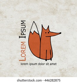 Funny fox design on grunge paper