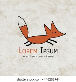Funny fox design on grunge paper
