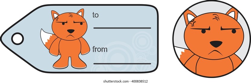 funny fox expression cartoon gift card in vector format very easy to edit