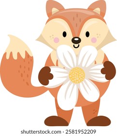Funny fox with a flower daisy
