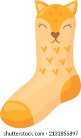 Funny fox head socks  Cartoon kid footwear isolated white background
