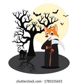 Funny Fox illustration design with halloween costume