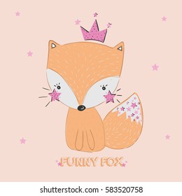 Funny Fox Illustration Vector For Print