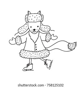 Funny fox. Nursery art. Minimalist scandinavian style. Character for kids card, print for t-shirt and more. Winter season.