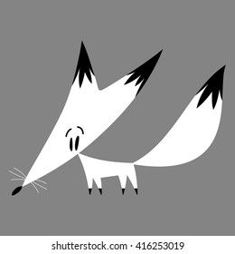 funny fox on a gray background